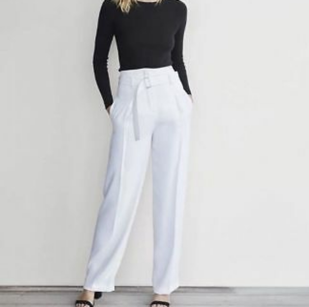 Karlie Kloss Express White Belted Pants